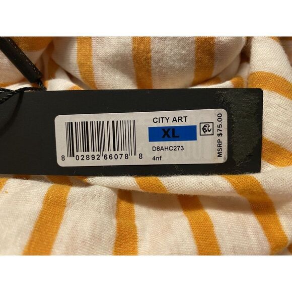 Donna Karan New York Striped Rounded Neck Long Sleeve Top Sz XL Side Vents NEW - Picture 7 of 7